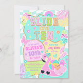 プールパーティーで10歳の誕生日をお祝いしよう お嬢様スタイル 招待状 (正面)