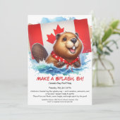 プールパーティーとおもしろいを愛するビーバー | カナダの日 招待状 (スタンド正面)