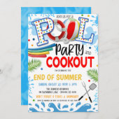 プールパーティーとクックアウト招待状 招待状 (正面/裏面)