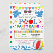 プールパーティーのお誘い - 夏の終わりと新学期のスタートに 招待状 (正面/裏面)