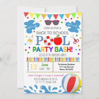 プールパーティーのお誘い - 夏の終わりと新学期のスタートに 招待状