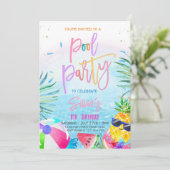 プールパーティーのご招待 トロピカルパーティー プールパーティー 招待状 (スタンド正面)