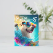 プールパーティーのご招待 プールで楽しむパピーたちの誕生日会 ポストカード (スタンド正面)