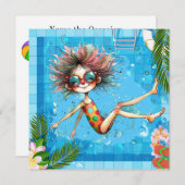 プールパーティーのご招待 招待状 (正面/裏面)