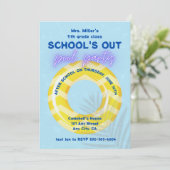 プールパーティーのご招待 | 黄色の浮き輪 招待状 (スタンド正面)