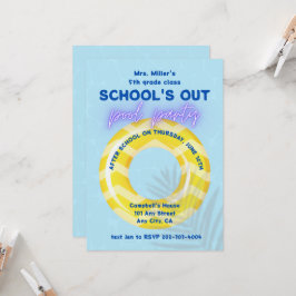プールパーティーのご招待 | 黄色の浮き輪 招待状