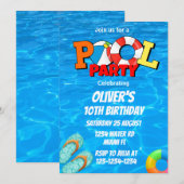 プールパーティーのご案内 夏のパーティー 招待状 (正面/裏面)