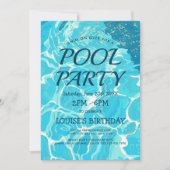 プールパーティーのご案内　淡い青の水 招待状 (正面)