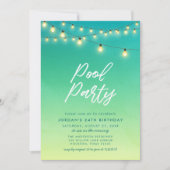 プールパーティーのイルミネーション 水彩 海ガラス 招待状 (正面)