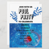 プールパーティーのカスタマイズ可能な招待状 招待状 (正面/裏面)