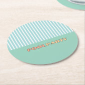 プールパーティーのストライプ柄 ラウンドペーパーコースター (アングル)