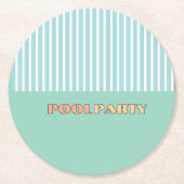 プールパーティーのストライプ柄 ラウンドペーパーコースター (正面)