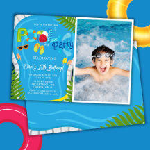 プールパーティーの写真 夏の男の子の誕生日パーティー