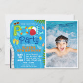 プールパーティーの写真 夏の男の子の誕生日パーティー 招待状 (正面)