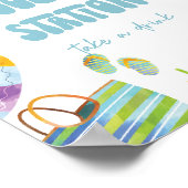 プールパーティーの冷却ステーションの標識 ポスター (角)