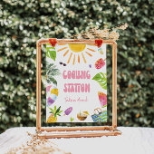 プールパーティーの冷却ステーションの標識 ポスター