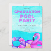 プールパーティーの卒業 招待状 (正面)