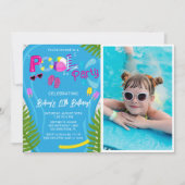 プールパーティーの夏の女の子の誕生日パーティーの写真 招待状 (正面)