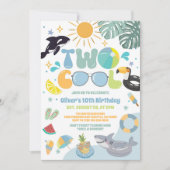 プールパーティーの夏の2歳の誕生日招待状がクール 招待状 (正面)