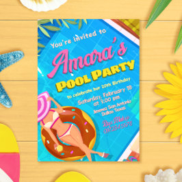 プールパーティーの女の子の招待状 招待状