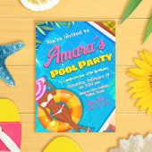 プールパーティーの女の子の招待状 招待状
