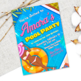 プールパーティーの女の子の招待状 招待状