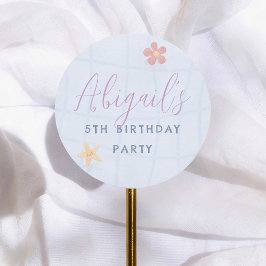 プールパーティーの女の子 誕生日パーティー ラウンドシール
