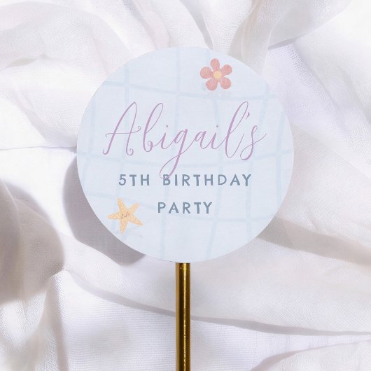 プールパーティーの女の子 誕生日パーティー ラウンドシール