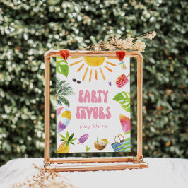 プールパーティーの好意誕生日のサイン ポスター