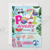 プールパーティーの子供の誕生日の招待 招待状 (正面)
