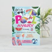 プールパーティーの子供の誕生日の招待 招待状 (スタンド正面)