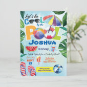 プールパーティーの子供の誕生日の招待 招待状 (スタンド正面)