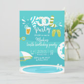 プールパーティーの子供の誕生日招待状 招待状 (スタンド正面)