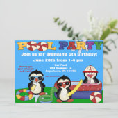 プールパーティーの子供の誕生日招待状 招待状 (スタンド正面)