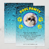 プールパーティーの子犬のカスタム写真の誕生日パーティー 招待状 (正面/裏面)