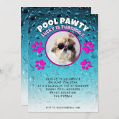 プールパーティーの子犬のカスタム写真の誕生日パーティー 招待状 (正面/裏面)