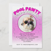 プールパーティーの子犬カスタム写真誕生日パーティー 招待状 (正面)