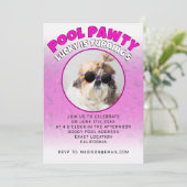プールパーティーの子犬カスタム写真誕生日パーティー 招待状 (スタンド正面)