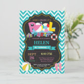 プールパーティーの招待状 アクア スプラッシュ プールパーティー 招待状 (スタンド正面)