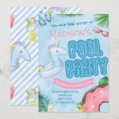 プールパーティーの招待状, プールパーティー, スイミングパーティー 招待状 (正面/裏面)