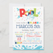 プールパーティーの招待状 夏の誕生日 招待状 (正面)