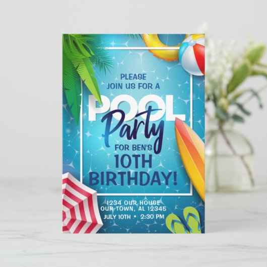 プールパーティーの招待状 招待状 (スタンド正面)