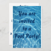 プールパーティーの招待状（水の波の背景） 招待状 (正面/裏面)