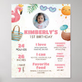 プールパーティーの最初の誕生日パーティーマイルストーン記号 ポスター (正面)
