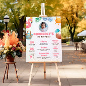 プールパーティーの最初の誕生日パーティーマイルストーン記号 ポスター