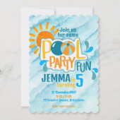 プールパーティーの楽しい誕生日招待状 招待状 (正面)