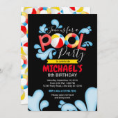 プールパーティーの誕生日の招待 招待状 (正面/裏面)