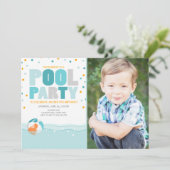 プールパーティーの誕生日の招待Splish Splash Boy 招待状 (スタンド正面)