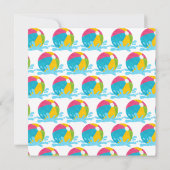 プールパーティーの誕生日ピンクの女の子の感謝カード サンキューカード (裏面)