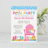 プールパーティーの誕生日招待状とスイミングパーティー 招待状 (スタンド正面)